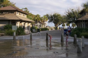 Children playing in the Coligny splash fountain