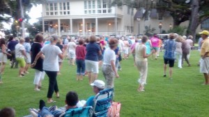 Families enjoying a festival on Hilton Head Island while on vacation.